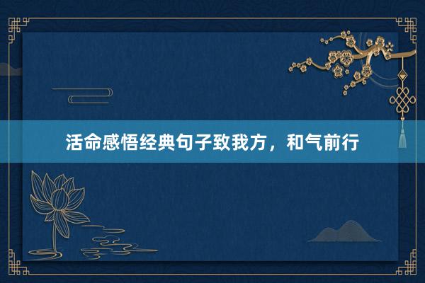 活命感悟经典句子致我方，和气前行